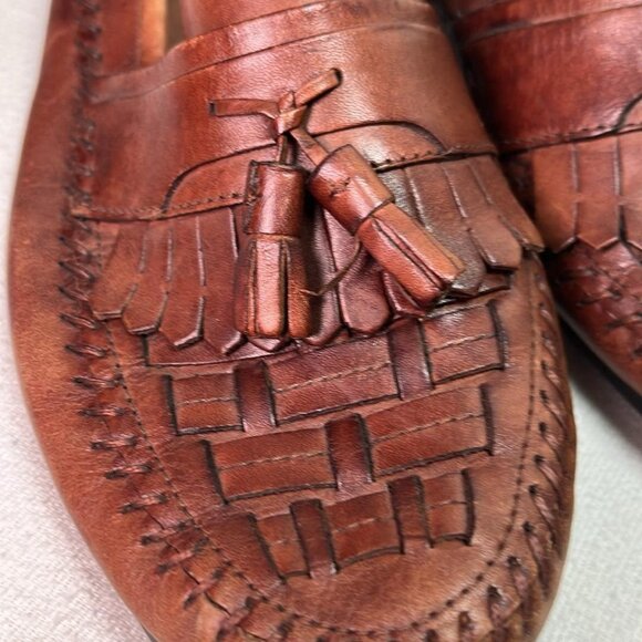 Giorgio Brutini Mens Size 11M Brown Leather Woven Slip On Tassel Loafers MCM Vib - Picture 10 of 10